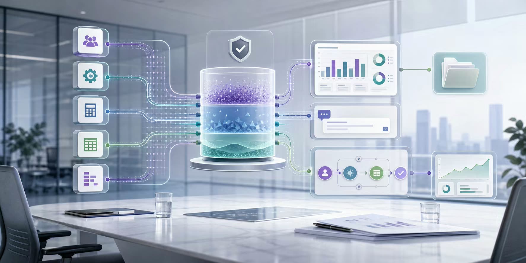 Verbundene Geschäftssysteme speisen eine sichere Datenbasis für Reports und KI-Agenten